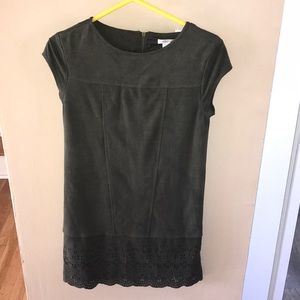 Suede olive green dress.